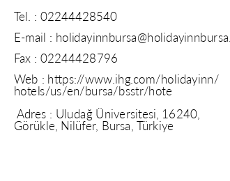 Holiday Inn Bursa iletiim bilgileri